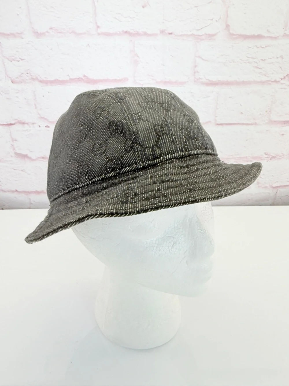Gucci Vintage Black Denim Gg Canvas Bucket Hat